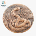 Top Vender Produtos 3D Snake Metal Bronze Coin para Lembrança